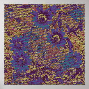 Póster Flores azules contra modelo del camuflaje de la