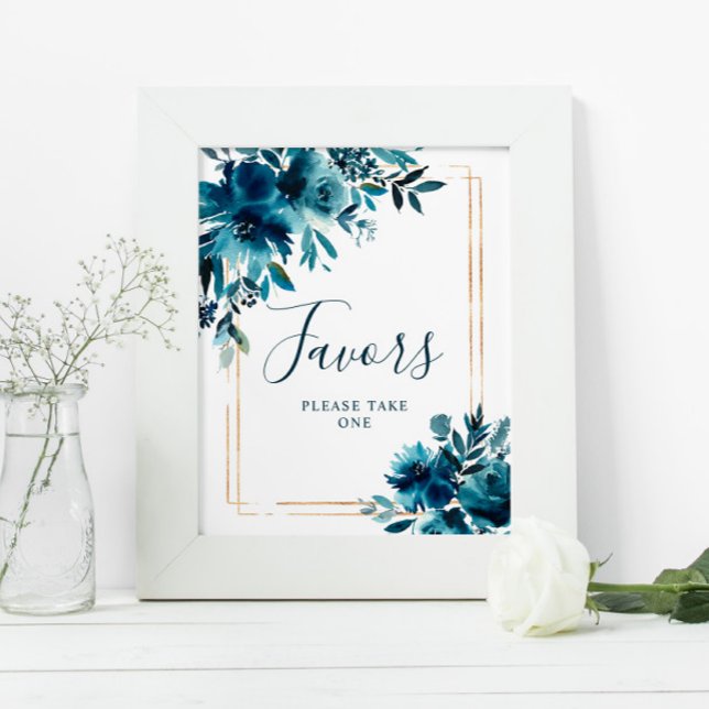 Póster Flores Azules de Mar y Letrero de Regalos de Ducha (Subido por el creador)