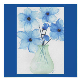 Póster Flores azules en un jarrón Tarjetas de notas