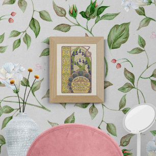 Póster Flores azules estilo Art Nouveau vintage