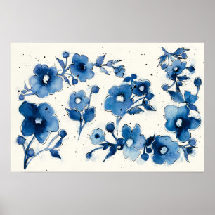 Póster Flores azules independientes
