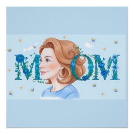 Póster Flores Azules Mamá Glossy