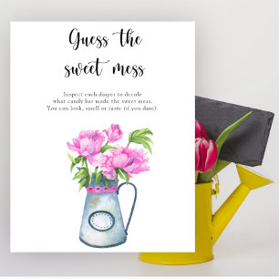 Póster Flores bebé ducha Adivina el dulce juego de desord