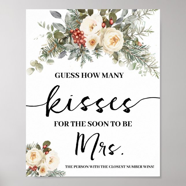 Póster Flores Blancas de Invierno Cuántos Besos para el J (Frente)