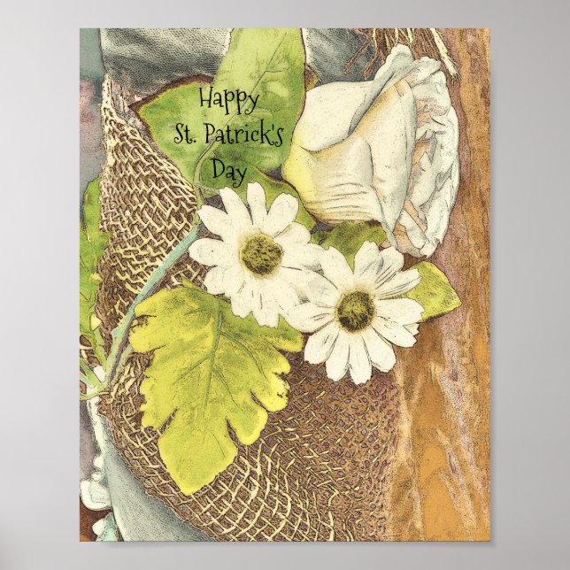 Póster Flores blancas del Día de San Patricio (Frente)
