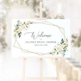 Póster Flores Blancas, Flores Crema, Boho, Bienvenida Nup