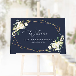 Póster Flores blancas, flores de crema, bienvenida a Baby