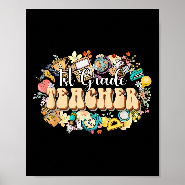 Póster Flores Boho 1er Grado Agradecimiento a Maestros Pa (Frente)