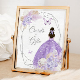 Póster Flores Boho Silver Lilac 15 tarjetas Años y regalo