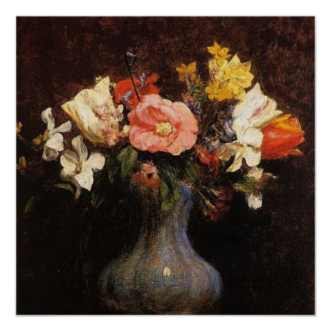 Póster Flores Camelias y Tulipanes, arte fino, (Anverso)