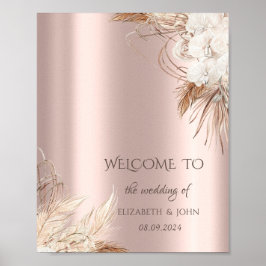 Póster Flores Chic Boho Rosa Dorado