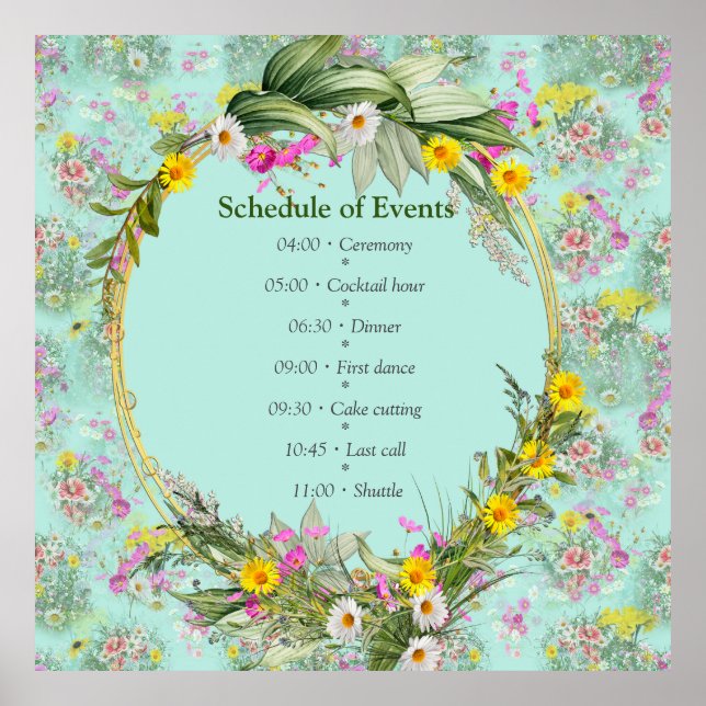 Póster Flores clásicas Retro Meadow (Frente)