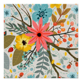 Póster Flores Coloridas Cuta de acuarela