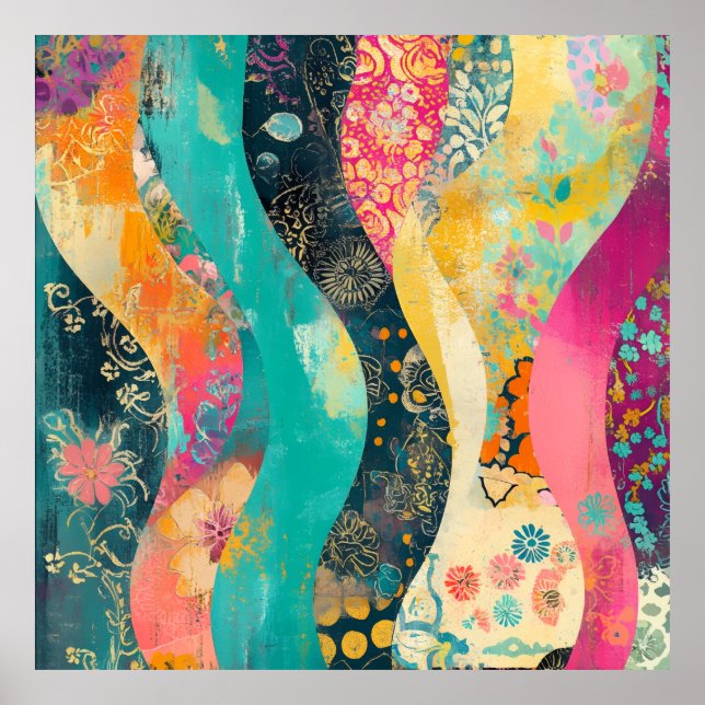 Póster Flores Coloridas Ola (Frente)