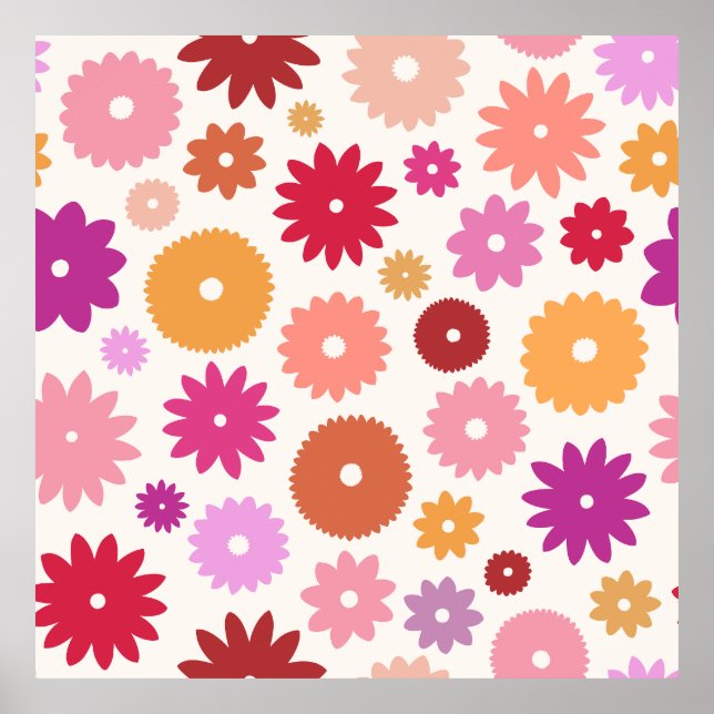 Póster Flores Coloridas Patrón Grande (Frente)