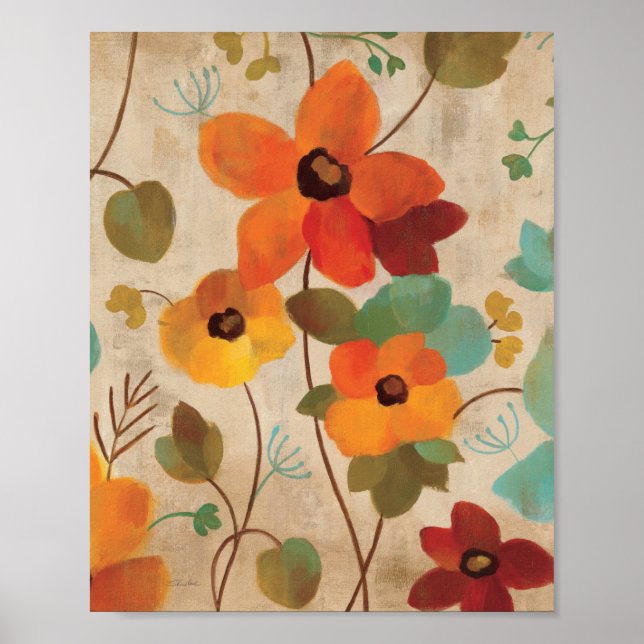 Póster Flores coloridas sobre fondo blanco (Frente)