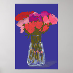 Póster Flores Coloridas Y Felices En La Vasa +Nombre Pers
