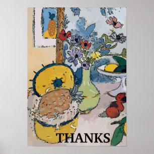 Póster Flores con piña, después de Matisse