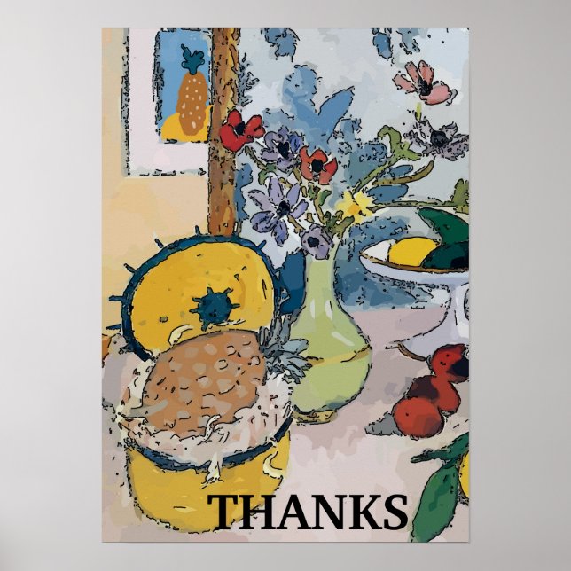 Póster Flores con piña, después de Matisse (Frente)