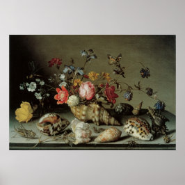 Póster Flores, conchas e insectos Balthasar van der Ast