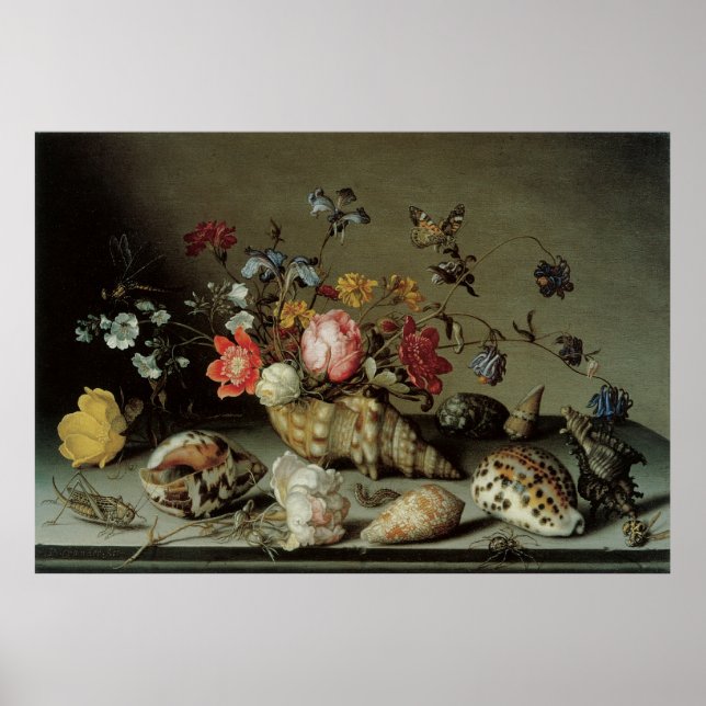 Póster Flores, conchas e insectos Balthasar van der Ast (Frente)