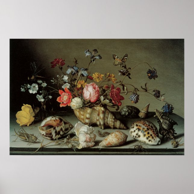 Póster Flores, Conchas y Insectos Balthasar van der Ast (Frente)