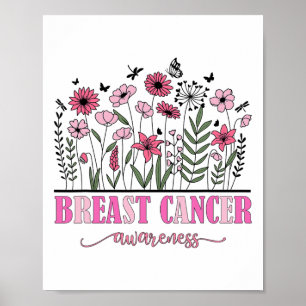 Póster Flores Concienciación sobre el cáncer de mama Muje