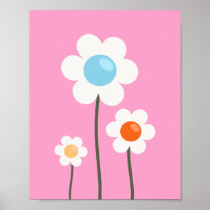 Póster Flores cortas rosadas