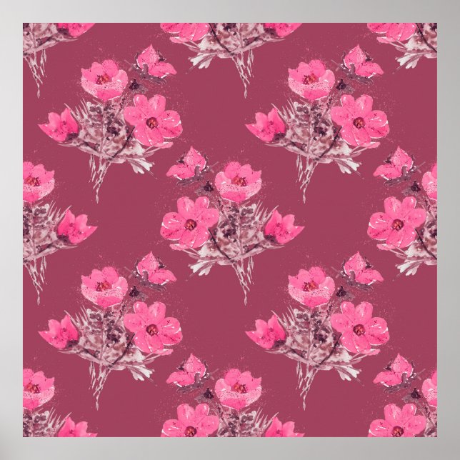 Póster Flores Cosmos sin costura patternabstracto, arte,  (Frente)