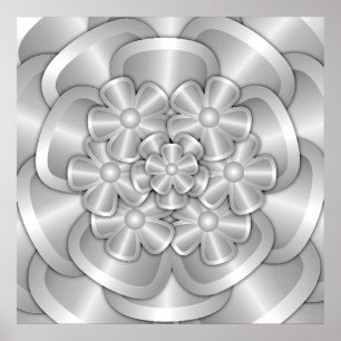 Póster Flores cromadas - Poster plateado
