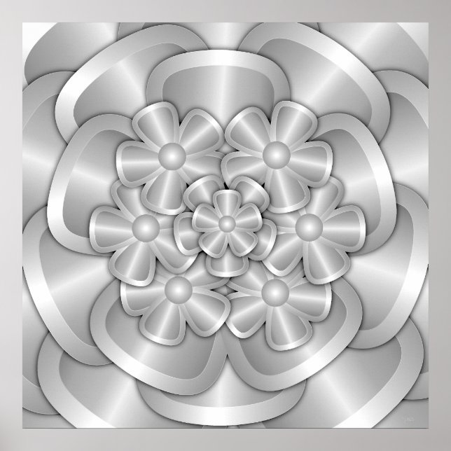 Póster Flores cromadas - Poster plateado (Frente)