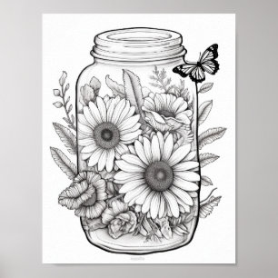 Póster Flores Cutas En Colores De Jar