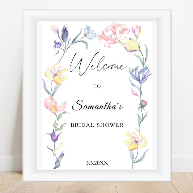 Póster Flores de acuarela - letrero de bienvenida para ba (Subido por el creador)