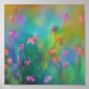 Póster Flores de acuarela rosa suave
