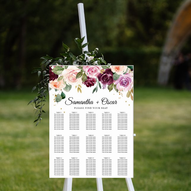 Póster Flores de acuarela rústicas burgundy y gotas dorad (Subido por el creador)