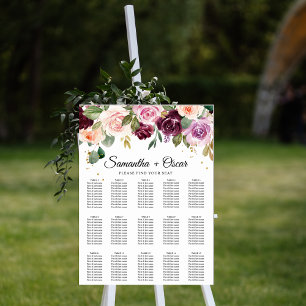 Póster Flores de acuarela rústicas de color burdeos y got