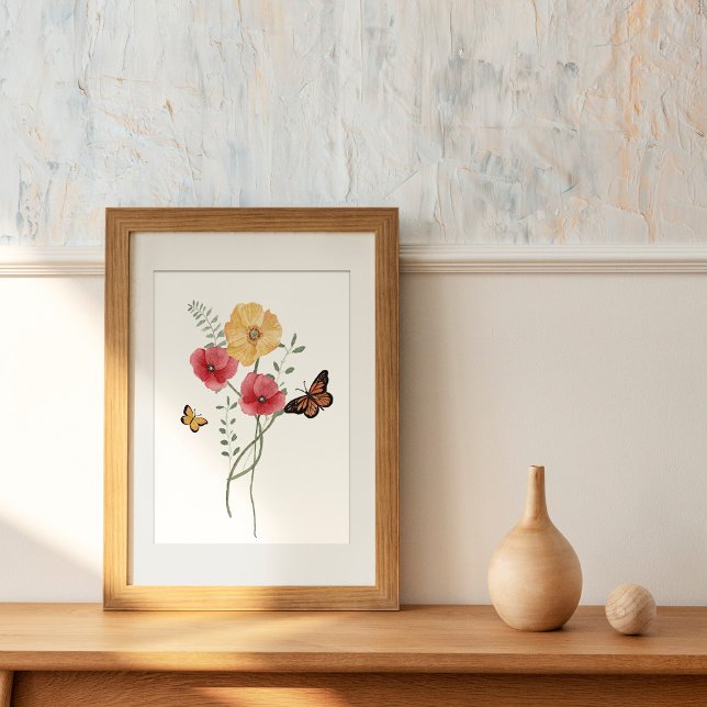 Póster Flores de acuarelas rojas y amarillas (Subido por el creador)