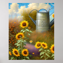 Póster Flores de agua rosa amarilla