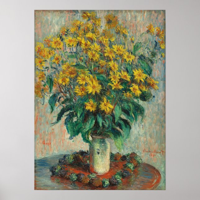 Póster Flores de alcachofa de Jerusalén por Claude Monet (Frente)