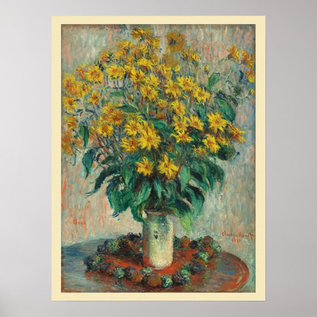 Póster Flores de alcachofa de Jerusalén por Claude Monet (Frente)