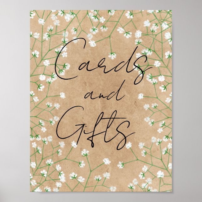 Póster Flores de aliento del bebé: elegante Boda rústico  (Frente)