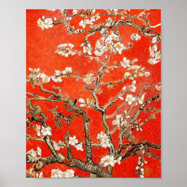 Póster Flores de almendra roja Vincent Van Gogh (Frente)