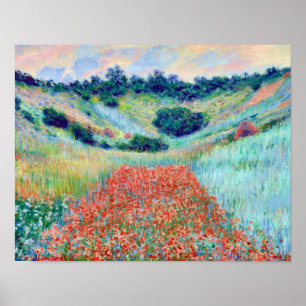 Póster Flores de amapola en un campo, Claude Monet