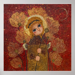 Póster flores de ángel rojo
