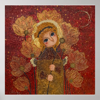 Póster flores de ángel rojo