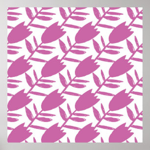 Póster Flores de arándano rosa abstractas sin fisuras en