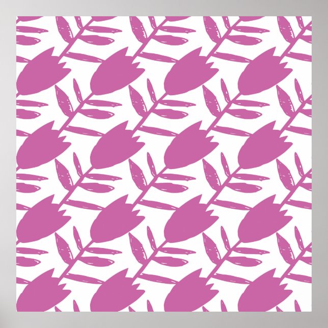 Póster Flores de arándano rosa abstractas sin fisuras en (Frente)