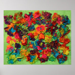 Póster Flores de arcilla arco iris