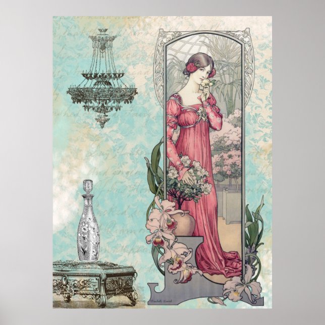 Póster * Flores de Art Nouveau victorianas AR23 (Frente)