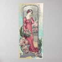 * Flores de Art Nouveau victorianas AR23 antiguas